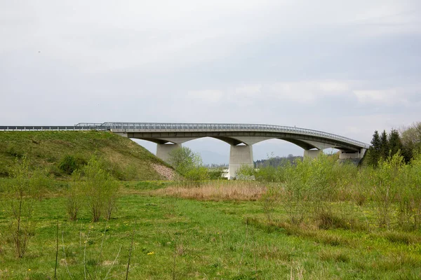 Γέφυρα Στο Αγροτικό Τοπίο Πράσινο Λιβάδι Στη Στυρία — Φωτογραφία Αρχείου