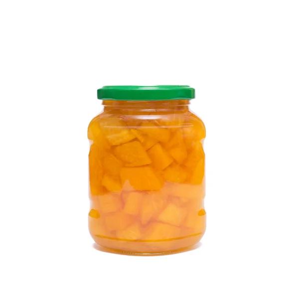 Narancs Tök Darabokban Fedeles Üvegben — Stock Fotó