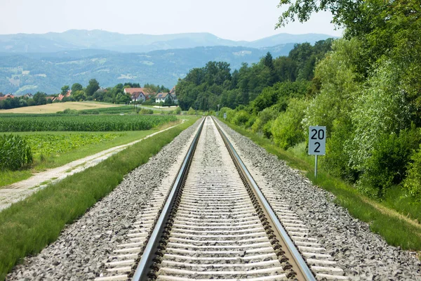 Rutas Rectas Una Instalación Ferroviaria Campo Con Estilo — Foto de Stock