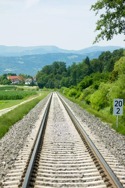 Rutas Rectas Una Instalación Ferroviaria Campo Con Estilo — Foto de Stock