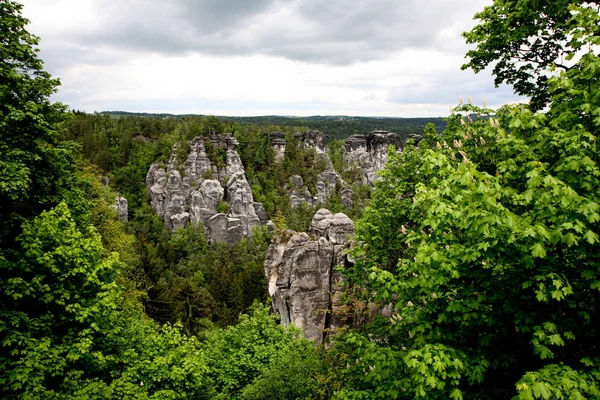 Basteibrcke Saxon Switzerland Vackra Berg — Stockfoto