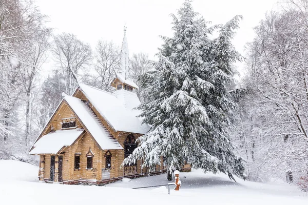 Stave Kostel Schodiště Zimě Harz — Stock fotografie