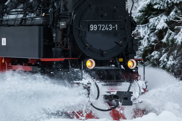 Locomotiva Treno Nell Inverno — Foto Stock