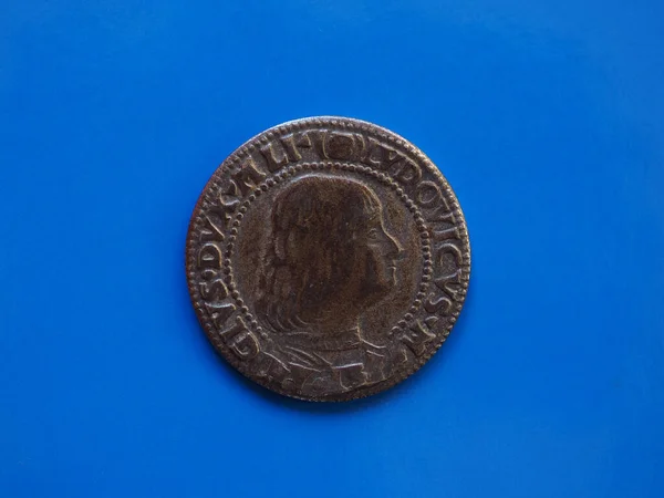 Вінтажні Римські Монети Синьому Фоні — стокове фото