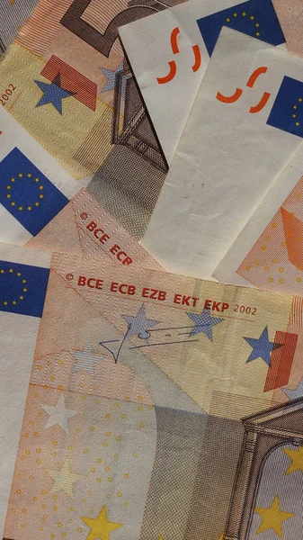 Vijftig Eurobankbiljetten Munt Van Europese Unie Verticale — Stockfoto