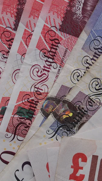 London Σεπτεμβριου 2015 Βρετανικά Χαρτονομίσματα Λίρας Ηνωμένου Βασιλείου Κατακόρυφα — Φωτογραφία Αρχείου