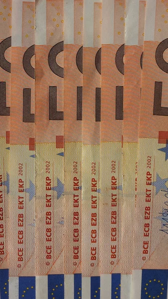 Πενήντα Τραπεζογραμματίων Ευρώ Νόμισμα Της Ευρωπαϊκής Ένωσης Κάθετη — Φωτογραφία Αρχείου