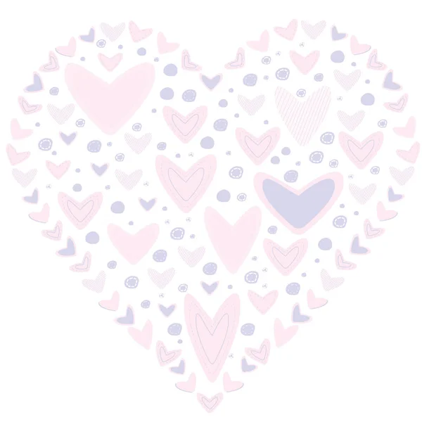 Любовная Концепция Множества Цветовых Сердец Форме Сердца Белом Фоне — стоковое фото