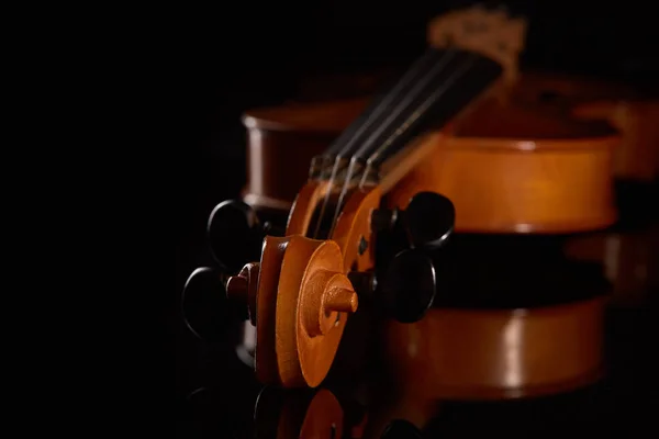 黑色背景上的小提琴 — 图库照片