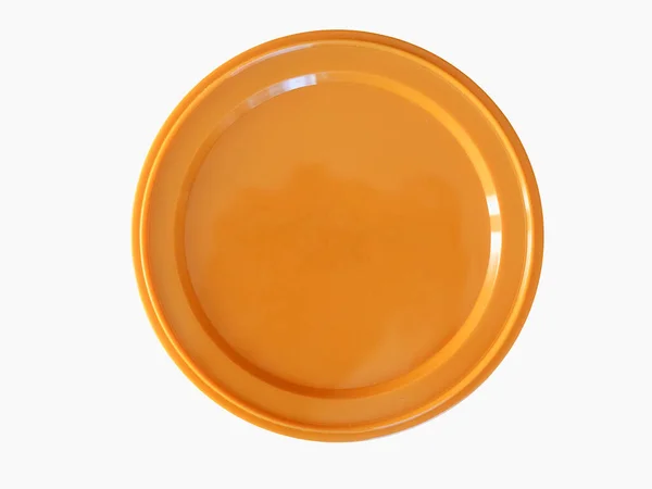 Πορτοκαλί Πλαστικό Chip Δελτίο Συμβολική Χρήματα Απομονώνονται Πάνω Από Λευκό — Φωτογραφία Αρχείου