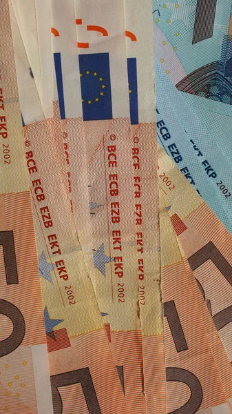 Billets Euros Monnaie Union Européenne Verticale — Photo