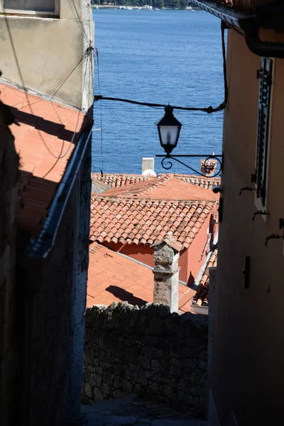Domy Rovinj Istria Chorwacja Stare Miasto Fasady Aleja Dom Budynek — Zdjęcie stockowe