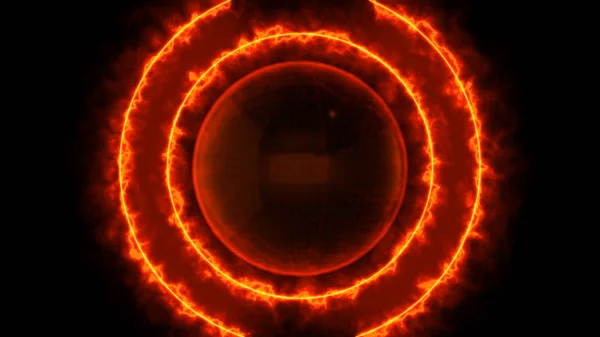 円形のエネルギーラインを持つ技術球の背景 レンダリング — ストック写真