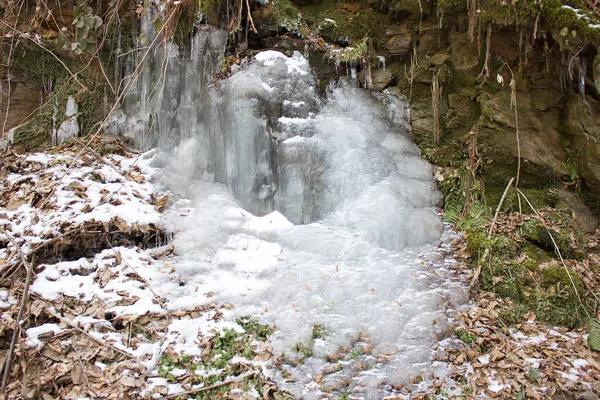 Petite Cascade Gelée Dans Une Zone Conservation Forestière Styrie — Photo