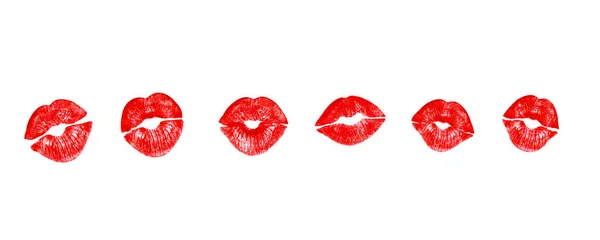 Lippenstiftküsse Rot Realistische Illustration Zum Valentinstag — Stockfoto