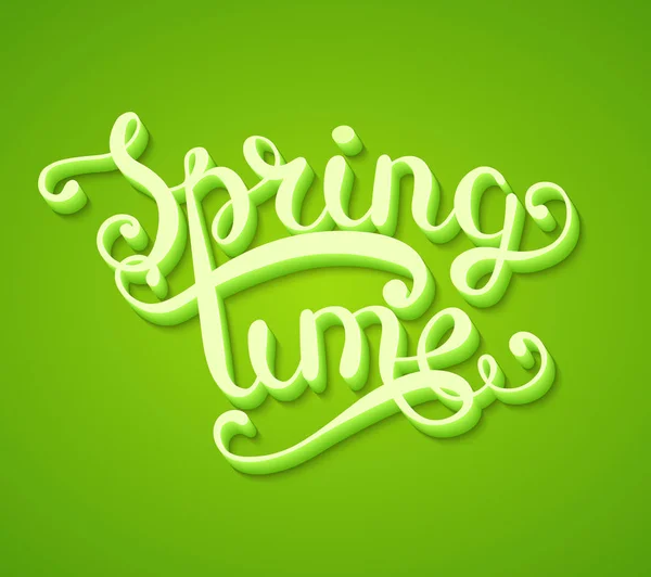 Spring Time Typography Title Concept Long Shadow Green Background Realistic — Stock Photo, Image