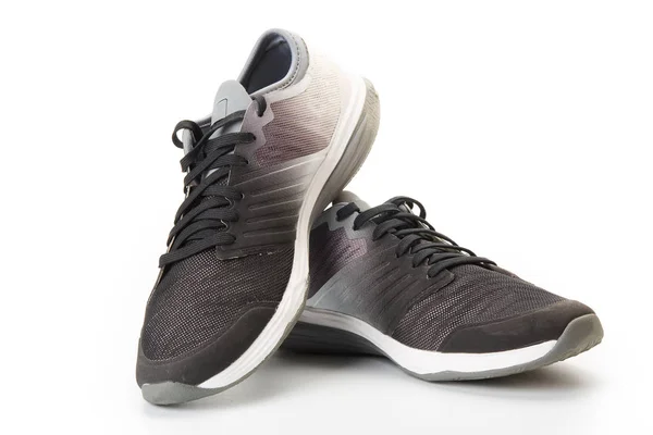Nieuwe Moderne Sportschoenen Sneakers Trainer Witte Achtergrond — Stockfoto