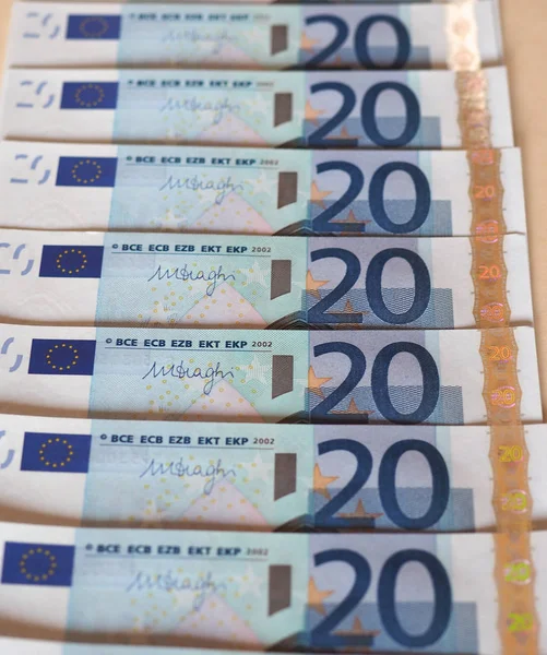 Notas Euro Eur Moeda União Europeia — Fotografia de Stock