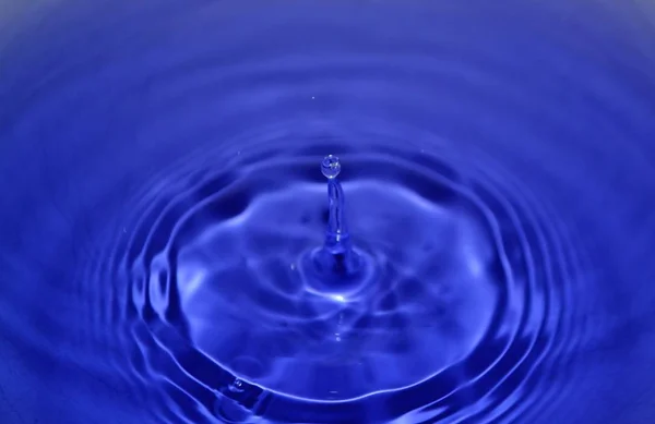 Goutte Eau Sur Fond Bleu — Photo