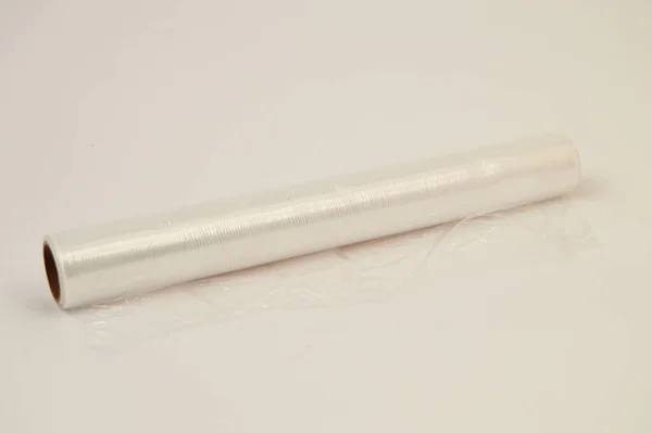 Белый Пластиковый Контейнер Чистки Питания Деревянном Фоне — стоковое фото