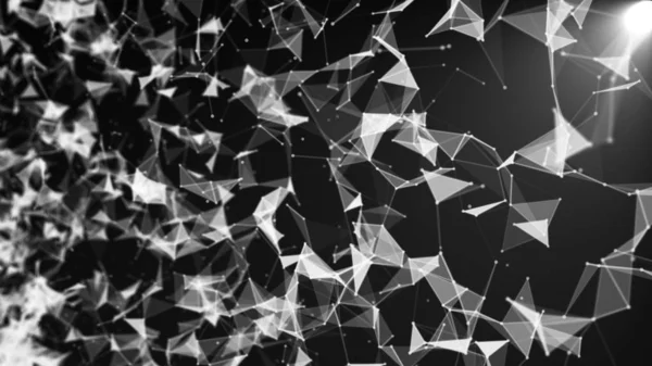 三角形と線を持つ抽象背景 人工光3D レンダリング — ストック写真