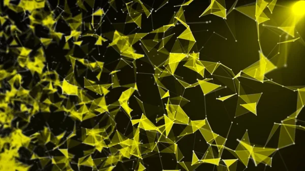 三角形と線を持つ抽象背景 人工光3D レンダリング — ストック写真