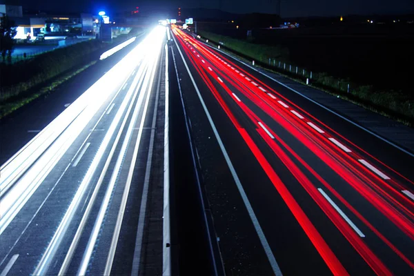 highway road at night, long term exposure