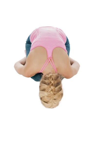 Full Length View Young Blond Woman Yoga Position — Stock Fotó