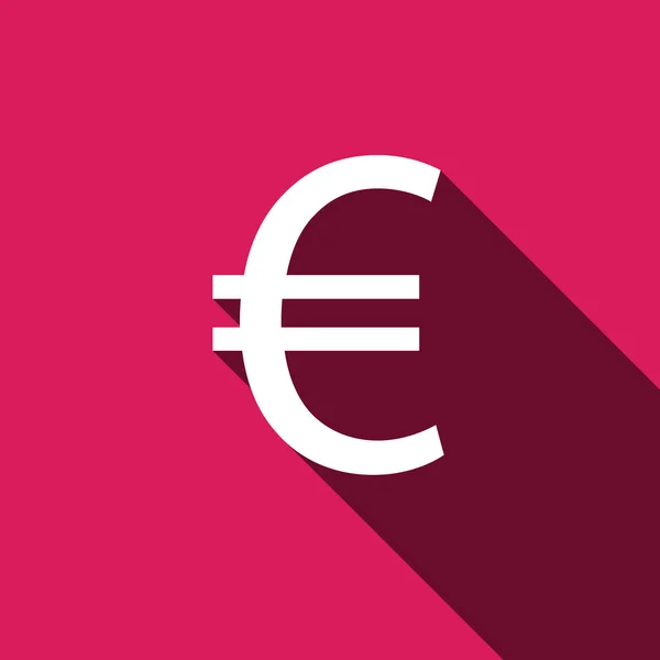 Witte Platte Euro Icoon Met Lange Schaduw Vector Illustratie Eps — Stockfoto