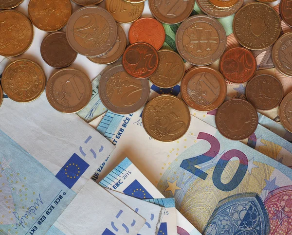 Euro Eur Bankjegyekkel Érmékkel Valuta Európai Unió Hasznos Mint Háttér — Stock Fotó