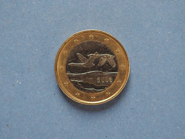 Monnaie Euro Eur Monnaie Union Européenne Finlande Sur Fond Bleu — Photo