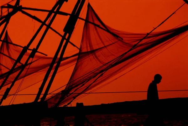 海洋渔网 渔业设备 — 图库照片