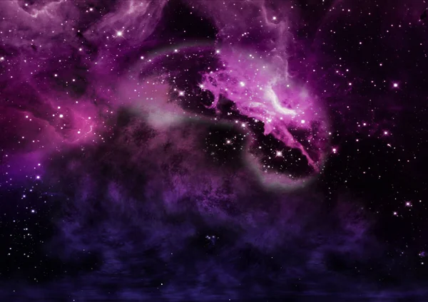 우주를 배경으로 빛나는 성운과 별들로 이루어진 들판과는 거리가 Nasa 이미지의 — 스톡 사진
