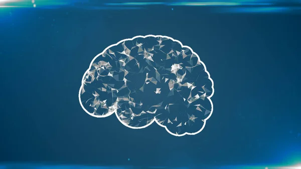 Cérebro Poli Baixo Antecedentes Tecnológicos Renderizado — Fotografia de Stock