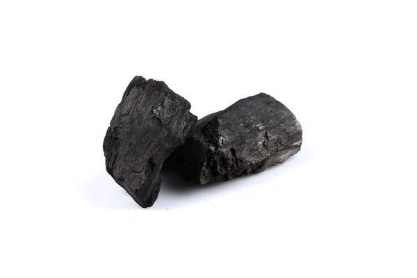 硬木炭白い背景に隔離された石炭 — ストック写真