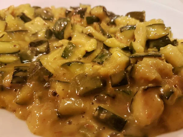 Vegetarian Food - zucchini cooked with sauce
