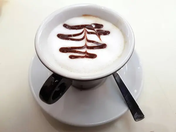 Koffie Espresso Met Melk Decoratie — Stockfoto