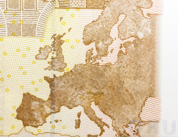 Fotografado Close Papel Dinheiro Cinquenta Euros Dinheiro Europeu — Fotografia de Stock