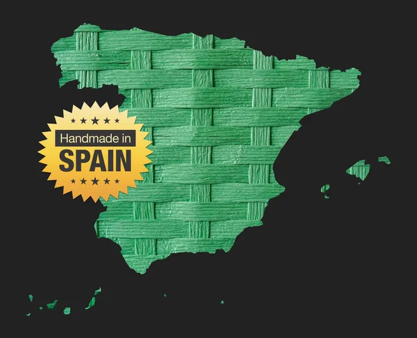 Hecho Mano España Ilustración Del Mapa Insignias Calidad —  Fotos de Stock