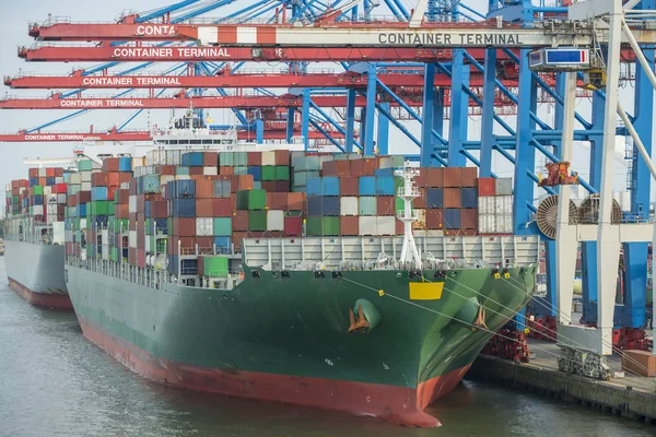 Containerterminal Hamburg Duitsland — Stockfoto