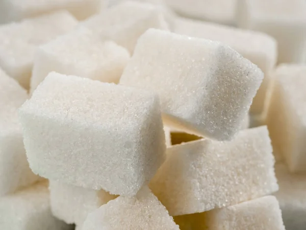Fundo Cubos Açúcar Branco Açúcar Cubo Close Como Fundo Alimentar — Fotografia de Stock