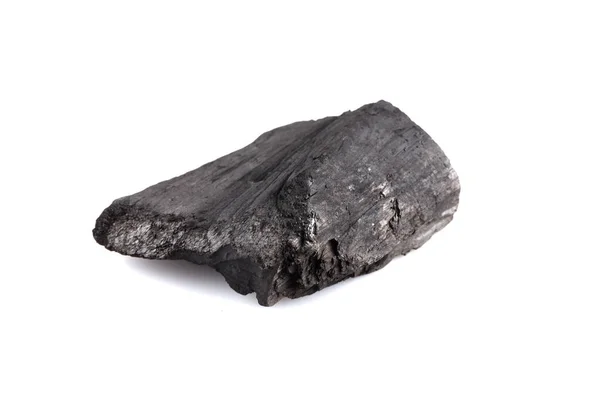硬木炭煤在白色背景下分离 — 图库照片