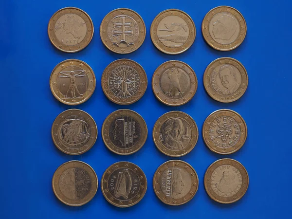 Pieniądze Monety Euro Eur Waluta Unii Europejskiej Wiele Różnych Krajów — Zdjęcie stockowe
