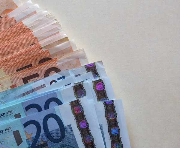 Notas Euro Eur Moeda União Europeia Com Espaço Para Cópias — Fotografia de Stock