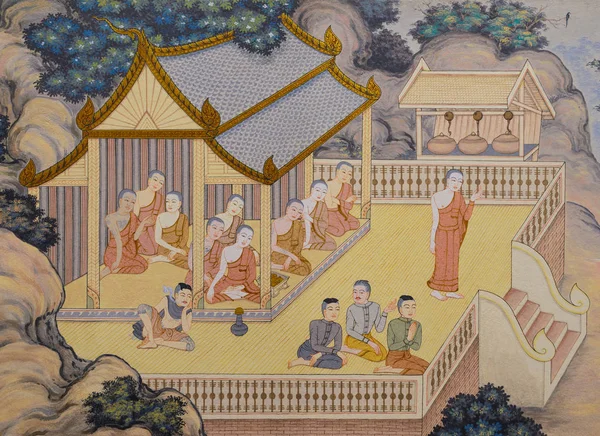 Buddhistische Tempelmalerei Chiang Rai Thailand — Stockfoto