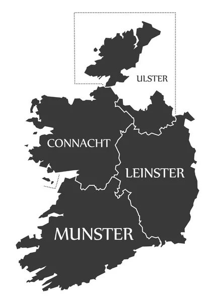 Irlanda Mapa Etiquetado Como Ilustración Negro —  Fotos de Stock