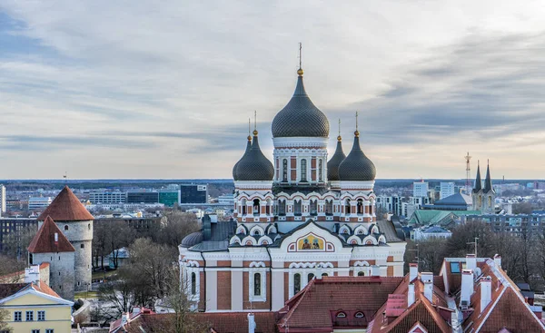 2017年2月18日にエストニア タリンのアレクサンダー ネフスキー大聖堂と旧市街の景観 — ストック写真