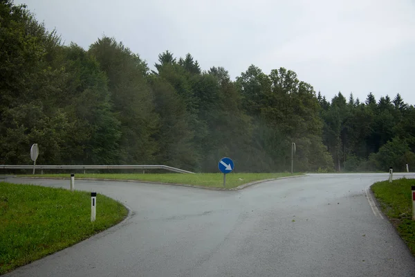 Crossroads Directional Arrow Rain Styria Summer — Stock Photo, Image