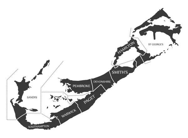 Bermuda Karte Mit Schwarzer Abbildung — Stockfoto