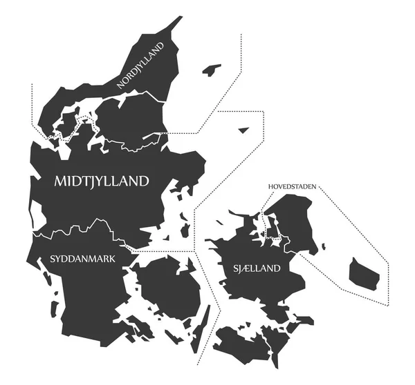 Mapa Dinamarca Con Nombre Ilustración Negra — Foto de Stock